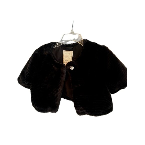 Gymboree Girls Jacket Faux Fur Small Black - Picture 1 of 6